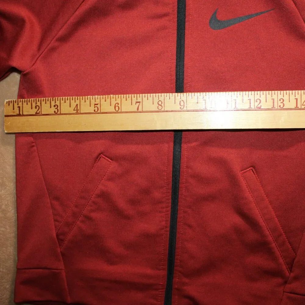 Nike Youth‎ Large Dri-Fit Red Black Log Full Zip Hooded Fall Jacket (AA2)